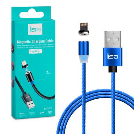 Кабель USB Lightning MС-02 магнитный синий оптом