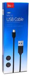 Кабель USB Micro USB 1m усиленный черный ISA оптом